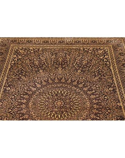 Tappeto Ghom seta Persia marrone 133x197