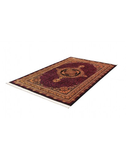 Tappeto Ghom seta Persia marrone giallo 156x231