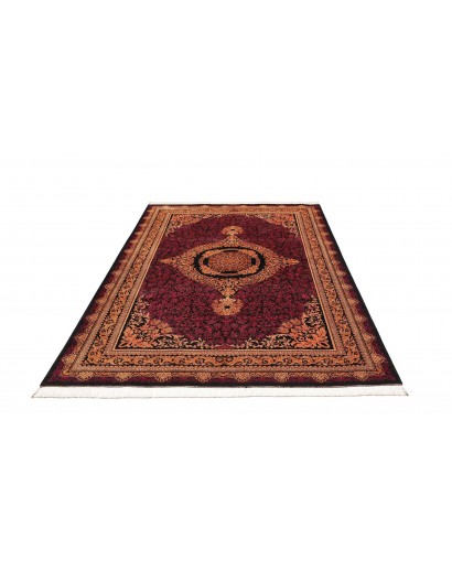 Tappeto Ghom seta Persia marrone giallo 156x231