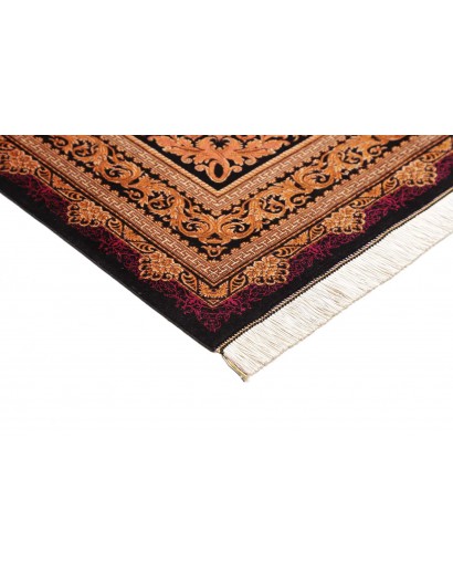 Tappeto Ghom seta Persia marrone giallo 156x231