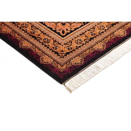 Tappeto Ghom seta Persia marrone giallo 156x231