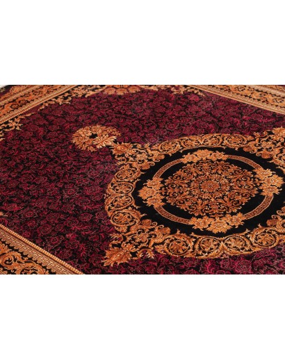 Tappeto Ghom seta Persia marrone giallo 156x231