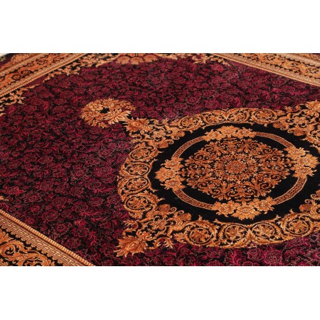 Tappeto Ghom seta Persia marrone giallo 156x231