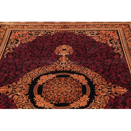 Tappeto Ghom seta Persia marrone giallo 156x231