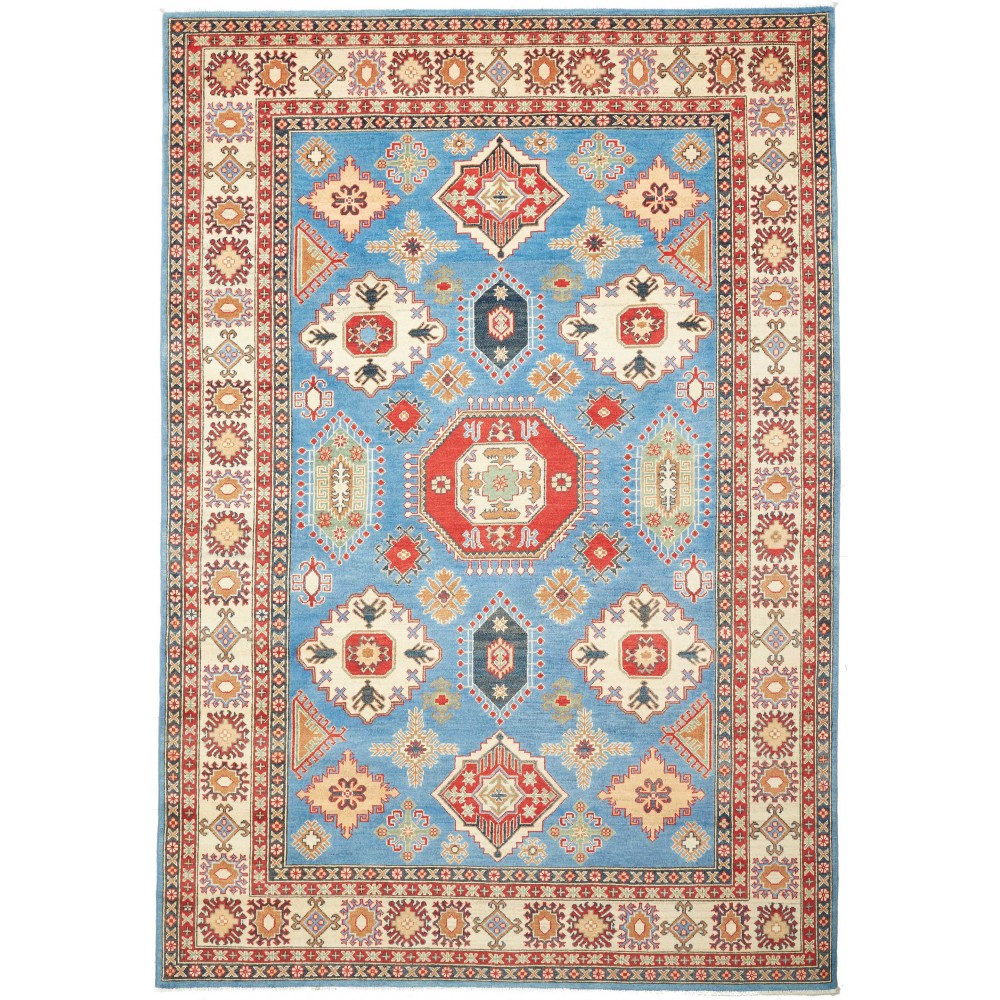 Tappeto Kazak Pakistan beige grigio 206x298 Tappeto Kazak Pakistan beige grigio 206x298