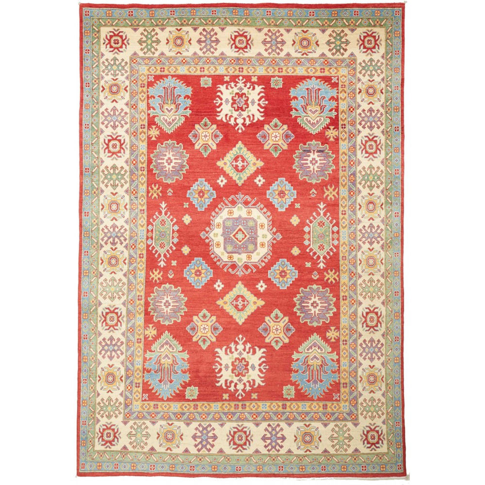 Tappeto Kazak Pakistan marrone giallo 204x297 Tappeto Kazak Pakistan marrone giallo 204x297