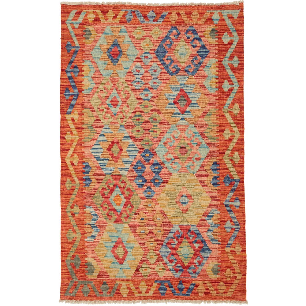 Tappeto Kilim Afghanistan arancione grigio 82x134