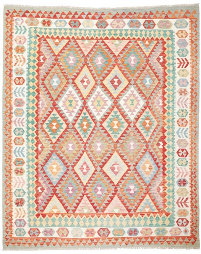 Tappeto Kilim Afghanistan bianco arancione 247x294