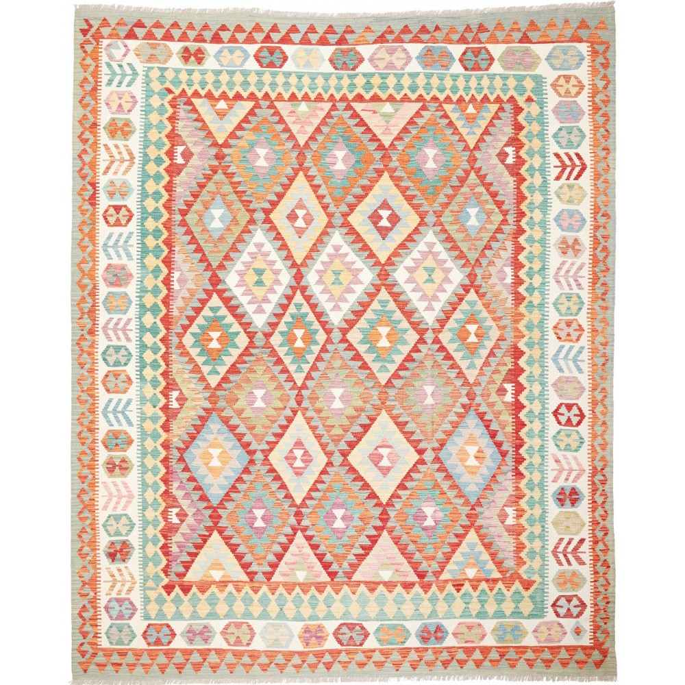 Tappeto Kilim Afghanistan bianco arancione 247x294
