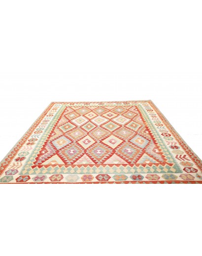 Tappeto Kilim Afghanistan bianco arancione 247x294