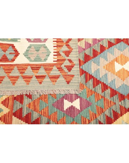 Tappeto Kilim Afghanistan bianco arancione 247x294