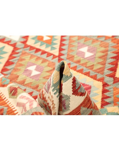 Tappeto Kilim Afghanistan bianco arancione 247x294