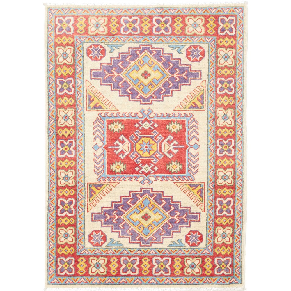 Tappeto Kazak Pakistan beige rosso 84x120 Tappeto Kazak Pakistan beige rosso 84x120