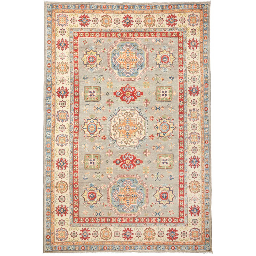 Tappeto Kazak Afghanistan beige azzurro 201x298 Tappeto Kazak Afghanistan beige azzurro 201x298