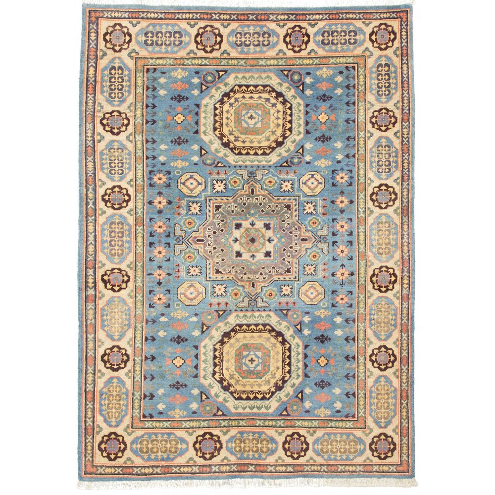 Tappeto Kazak Afghanistan azzurro grigio 123x173 Tappeto Kazak Afghanistan azzurro grigio 123x173