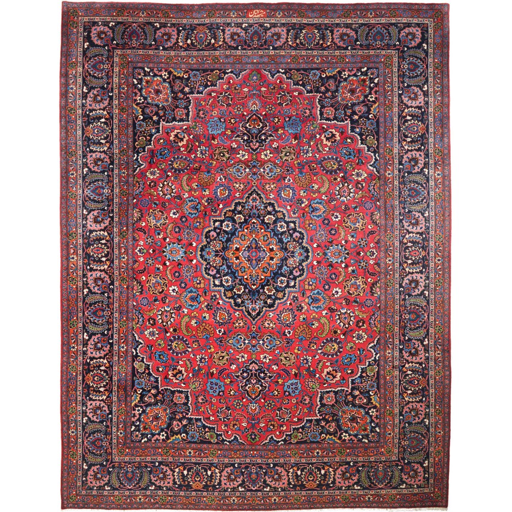 Tappeto Mashad Persia grigio rosso 302x384 Tappeto Mashad Persia grigio rosso 302x384