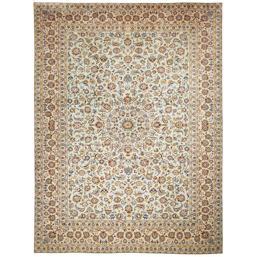 Tappeto Kashan Persia bianco marrone 305x407 Tappeto Kashan Persia bianco marrone 305x407