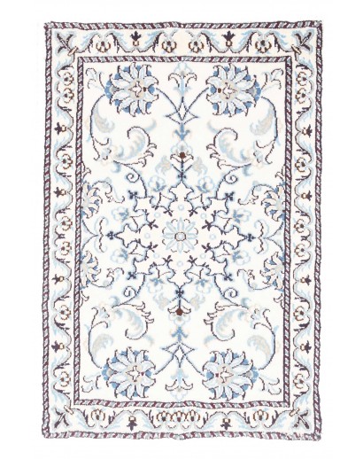 Tappeto Nain Kashmar Persia bianco azzurro 60x90
