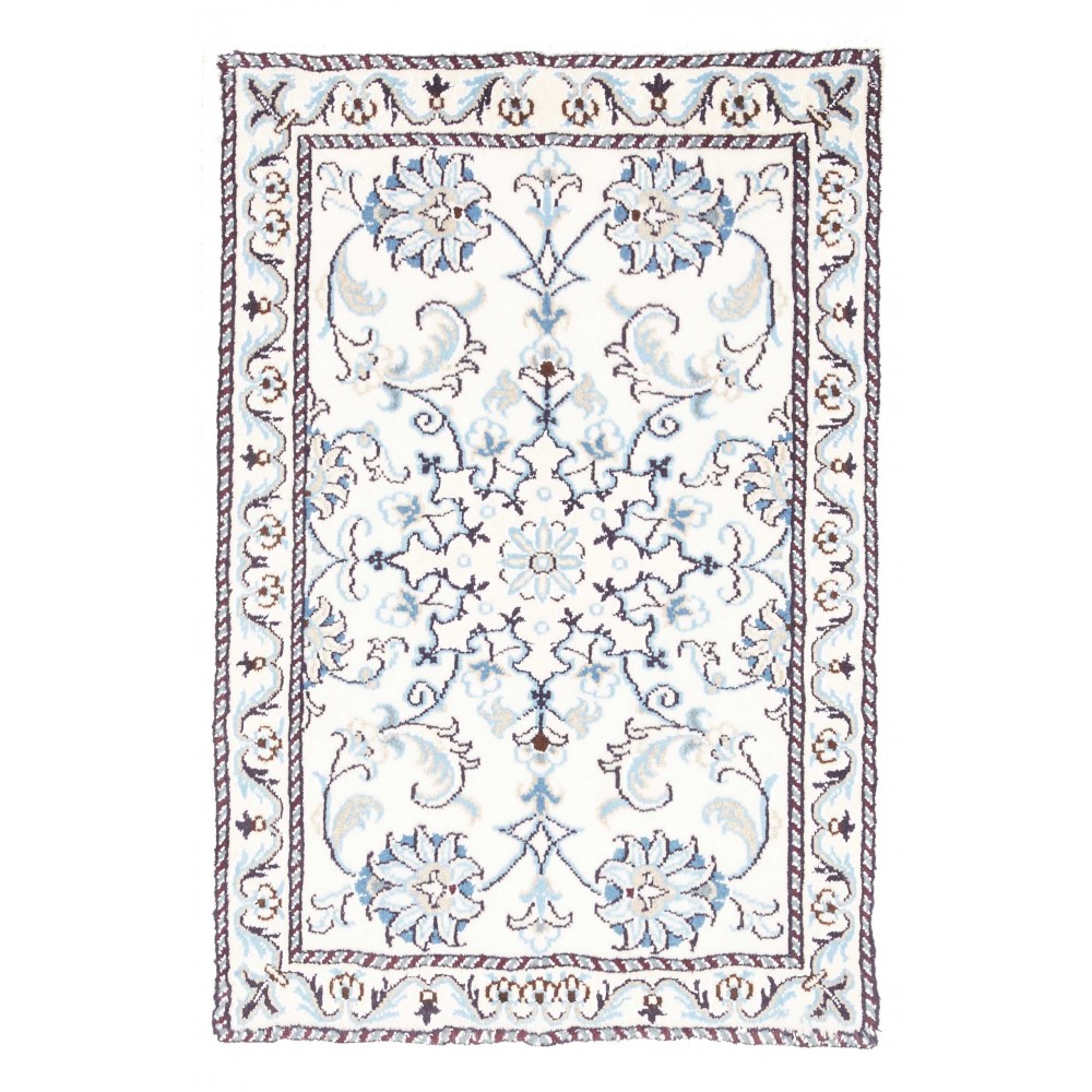 Tappeto Nain Kashmar Persia bianco azzurro 60x90