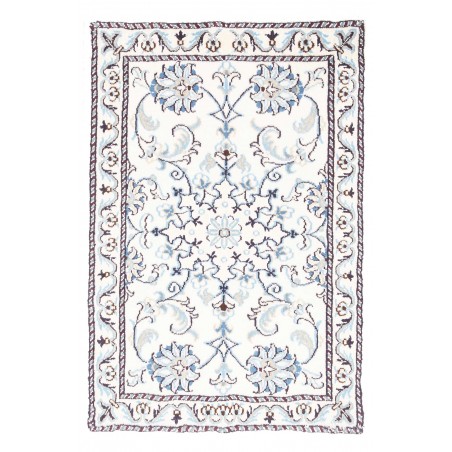 Tappeto Nain Kashmar Persia bianco azzurro 60x90