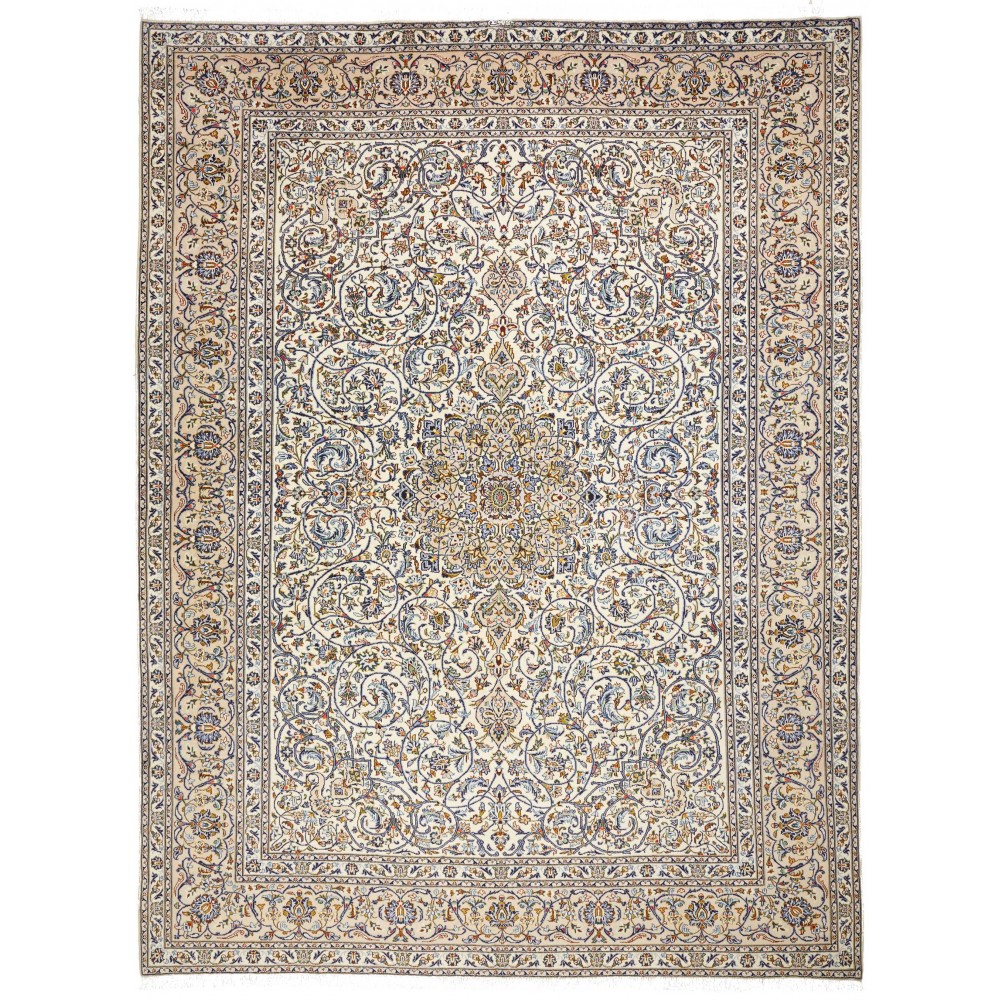 Tappeto Kashan Persia bianco verde 297x393 Tappeto Kashan Persia bianco verde 297x393