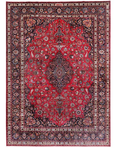 Tappeto Mashad Persia marrone blu 347x487