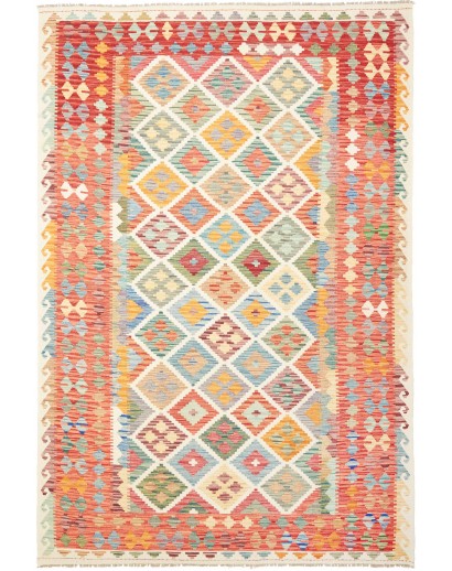 Tappeto Kilim Afghanistan giallo arancione 192x291