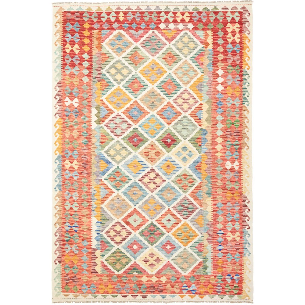 Tappeto Kilim Afghanistan giallo arancione 192x291