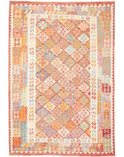Tappeto Kilim Afghanistan giallo rosso 205x297