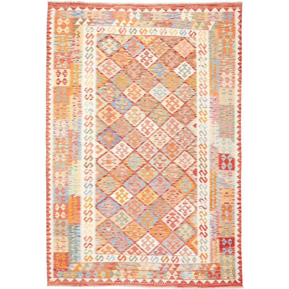 Tappeto Kilim Afghanistan giallo rosso 205x297
