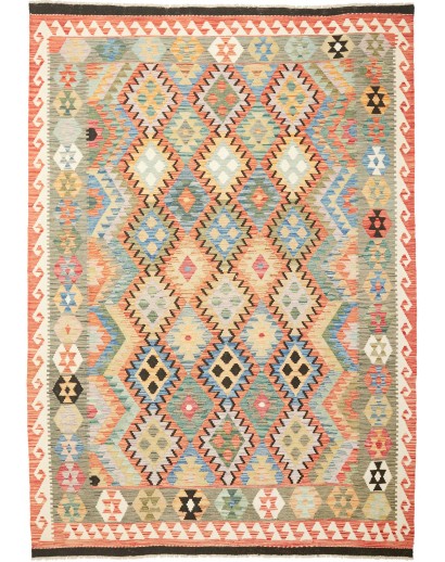 Tappeto Kilim Afghanistan marrone giallo 202x286
