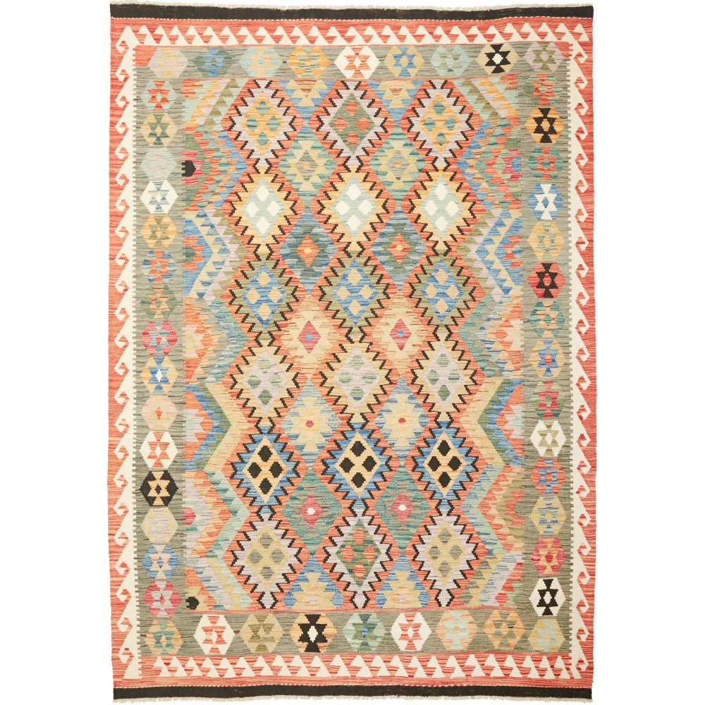 Tappeto Kilim Afghanistan marrone giallo 202x286