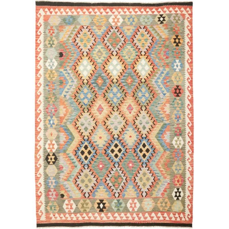 Tappeto Kilim Afghanistan marrone giallo 202x286