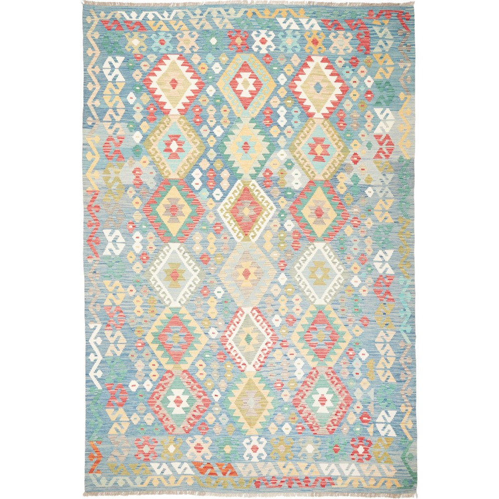 Tappeto Kilim Afghanistan beige azzurro 211x309