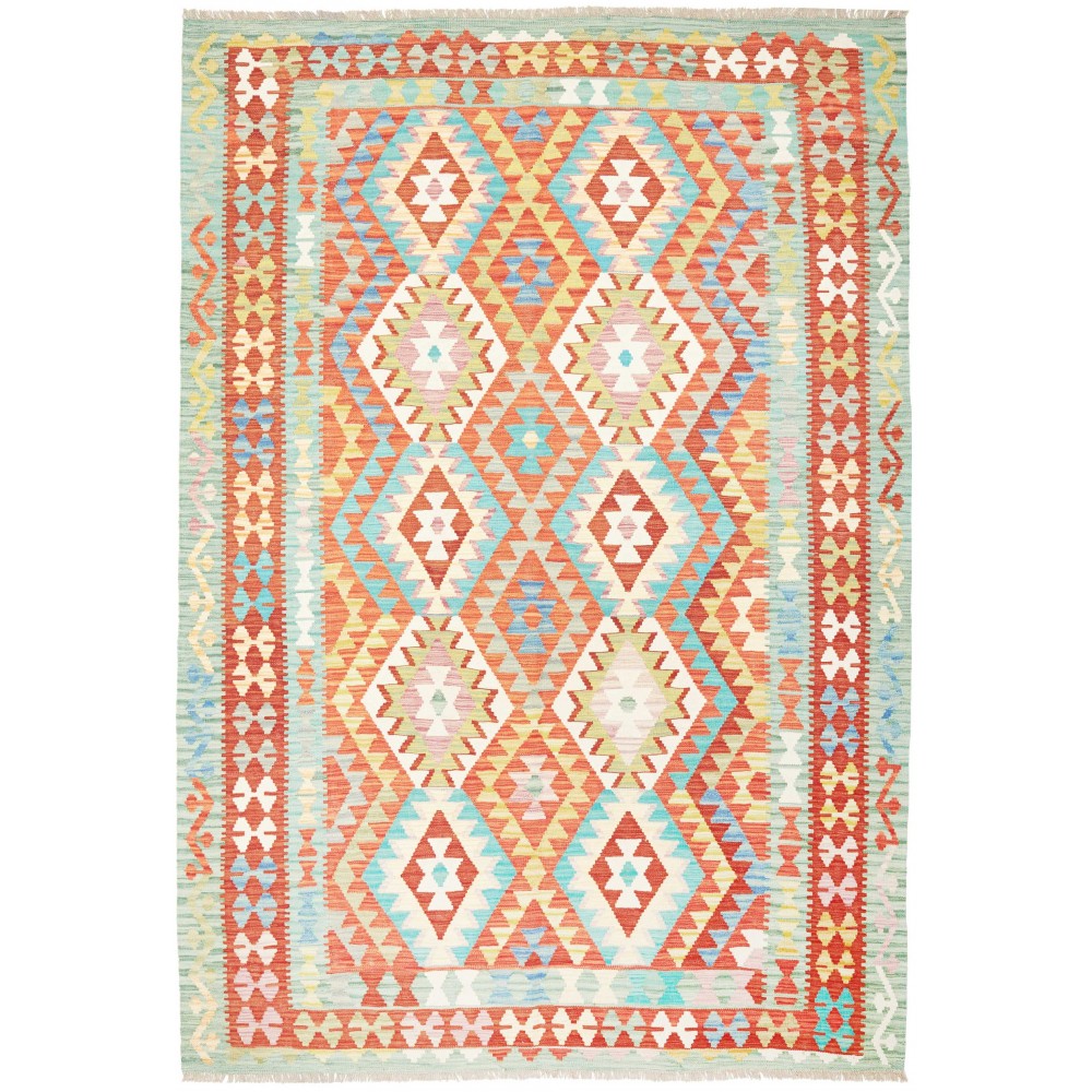 Tappeto Kilim Afghanistan bianco arancione 205x299