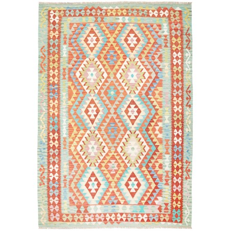 Tappeto Kilim Afghanistan bianco arancione 205x299