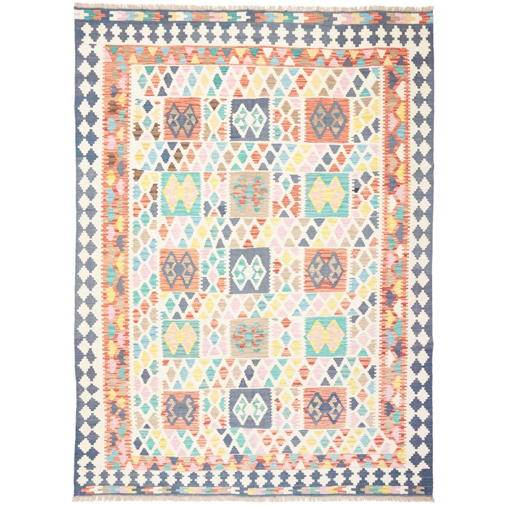 Tappeto Kilim Afghanistan bianco grigio 209x283
