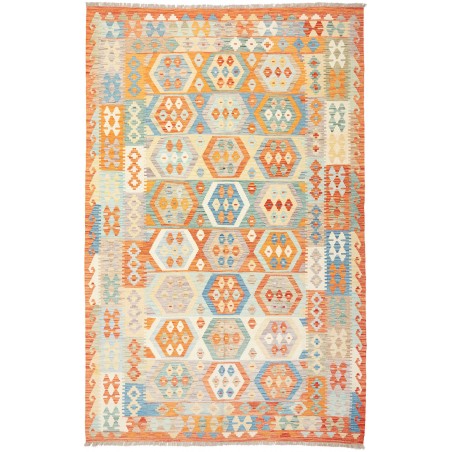 Tappeto Kilim Afghanistan bianco arancione 190x308