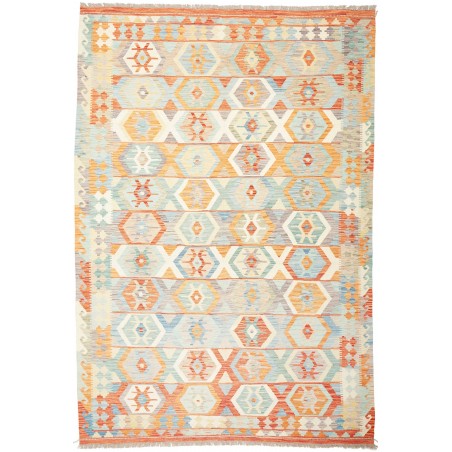 Tappeto Kilim Afghanistan bianco arancione 204x298