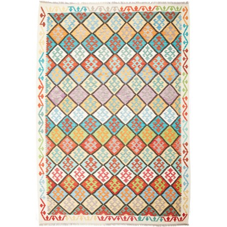 Tappeto Kilim Afghanistan bianco verde 207x298