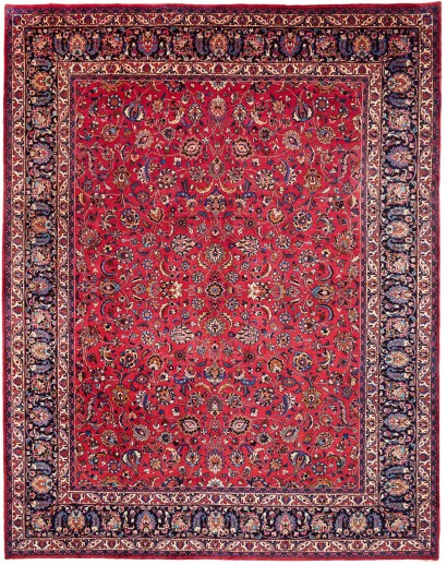 Tappeto Mashad Persia marrone blu 308x390