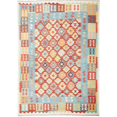 Tappeto Kilim Afghanistan bianco rosso 240x336