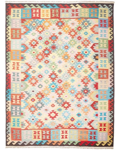 Tappeto Kilim Afghanistan bianco arancione 253x347