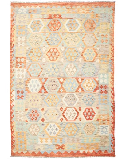 Tappeto Kilim Afghanistan giallo arancione 200x296