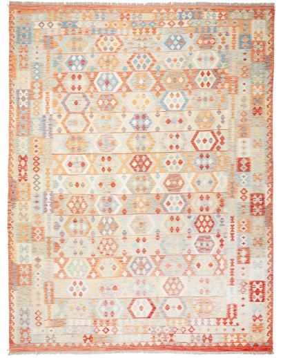 Tappeto Kilim Afghanistan bianco arancione 304x402