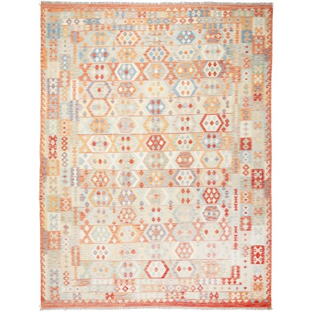 Tappeto Kilim Afghanistan bianco arancione 304x402