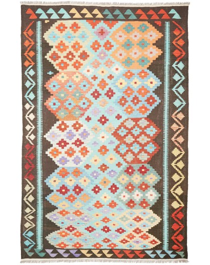 Tappeto Kilim Afghanistan bianco verde 200x306