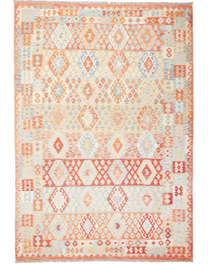 Tappeto Kilim Afghanistan bianco arancione 251x354