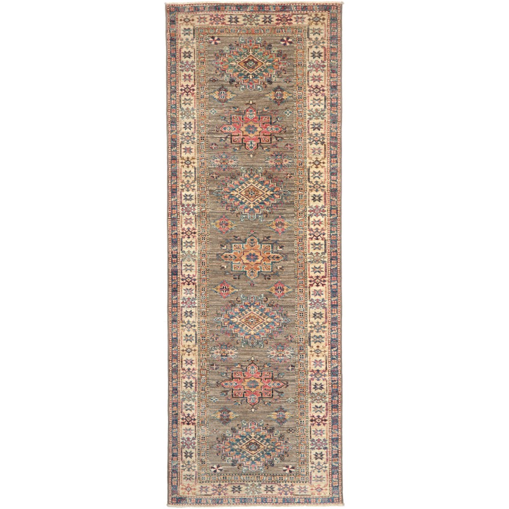 Tappeto Kazak Fine Pakistan marrone 80x243 Tappeto Kazak Fine Pakistan marrone 80x243