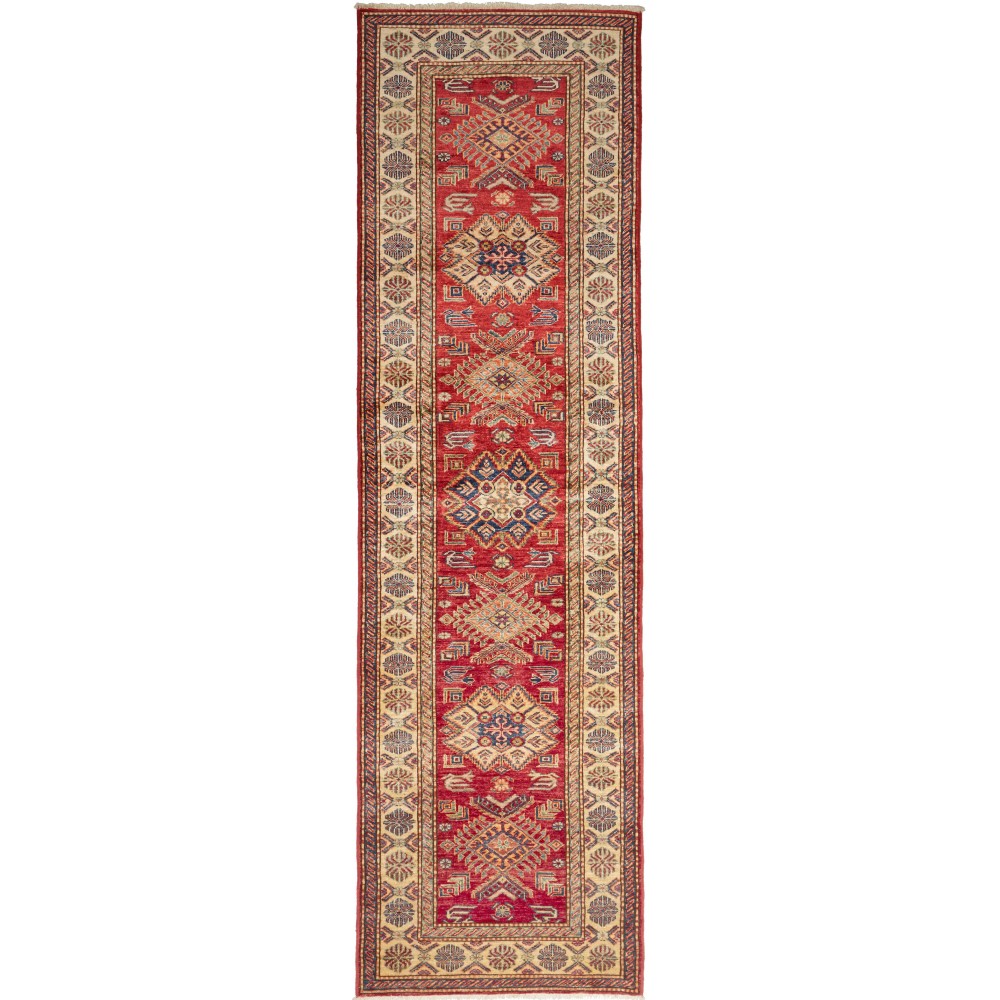 Tappeto Kazak Fine Pakistan rosso grigio 80x290 Tappeto Kazak Fine Pakistan rosso grigio 80x290